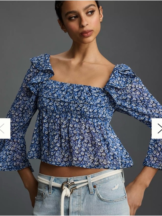 Anthropologie Tops - Anthropologie Maeve Square-Neck Sheer Babydoll Top